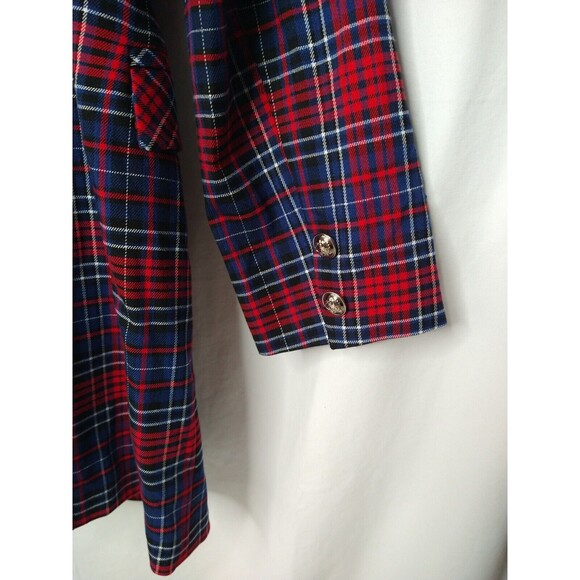 NWOT VENUS Red Blue Plaid Jacket Sz14 Button Closure Mid Length Academia Preppy - Picture 4 of 12